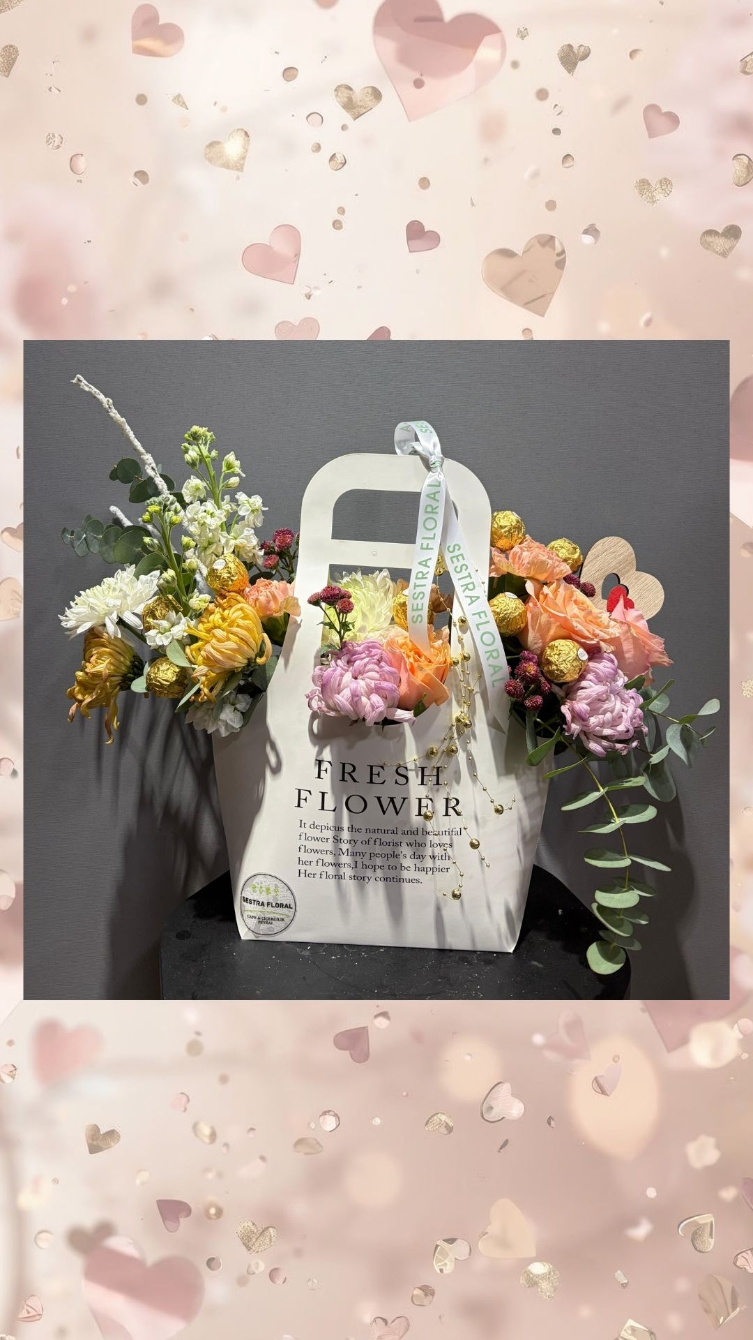 freşh flower kutu çikolatalı