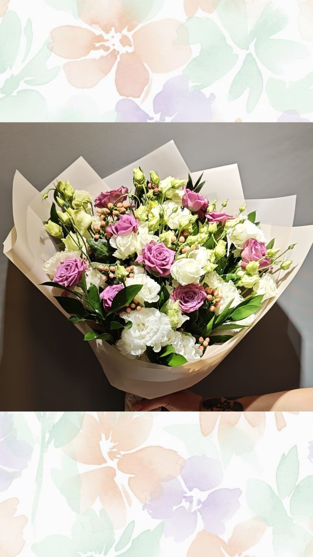 lila gül karışık buket