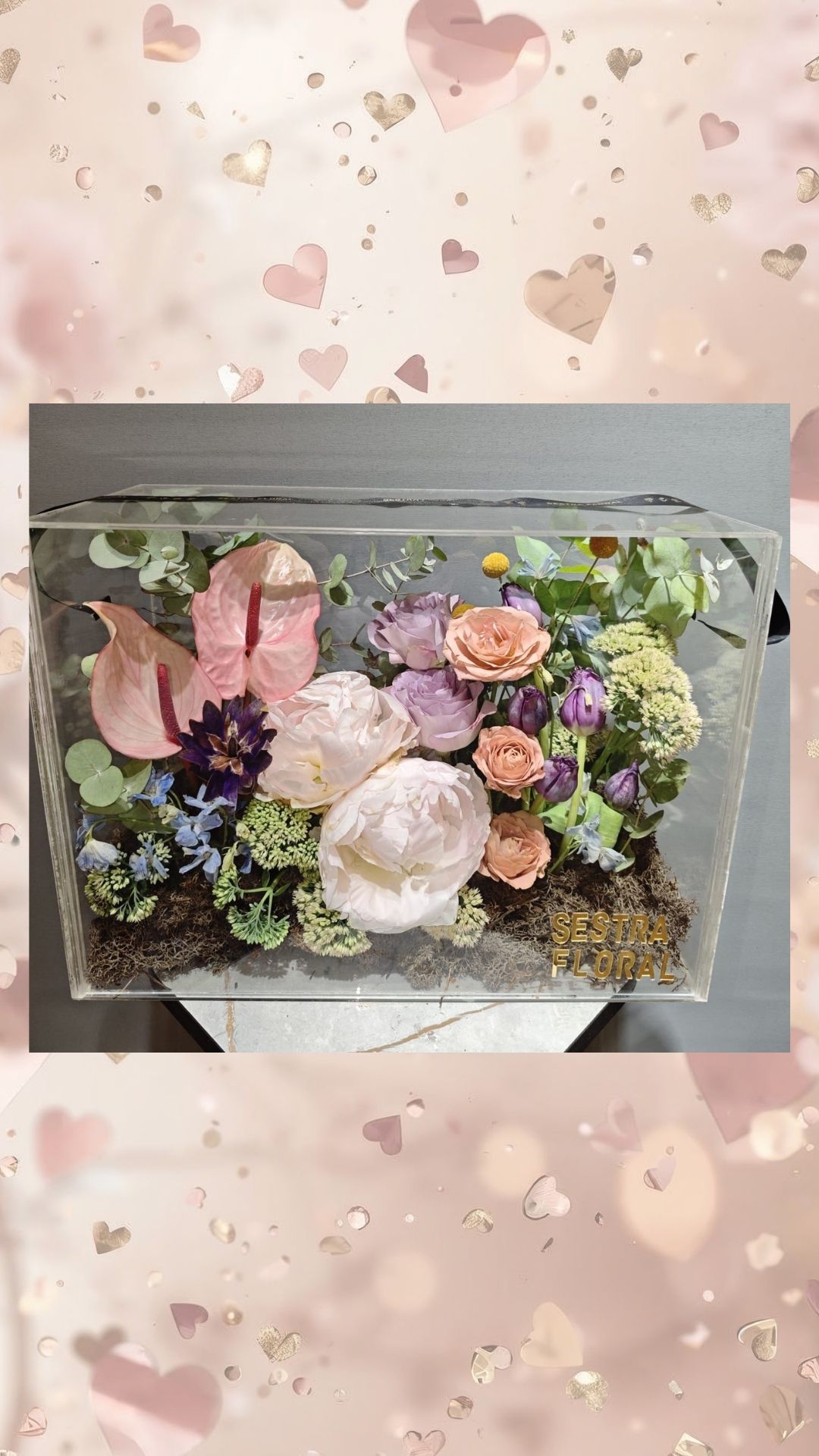 pleksi çantada pembe arajman