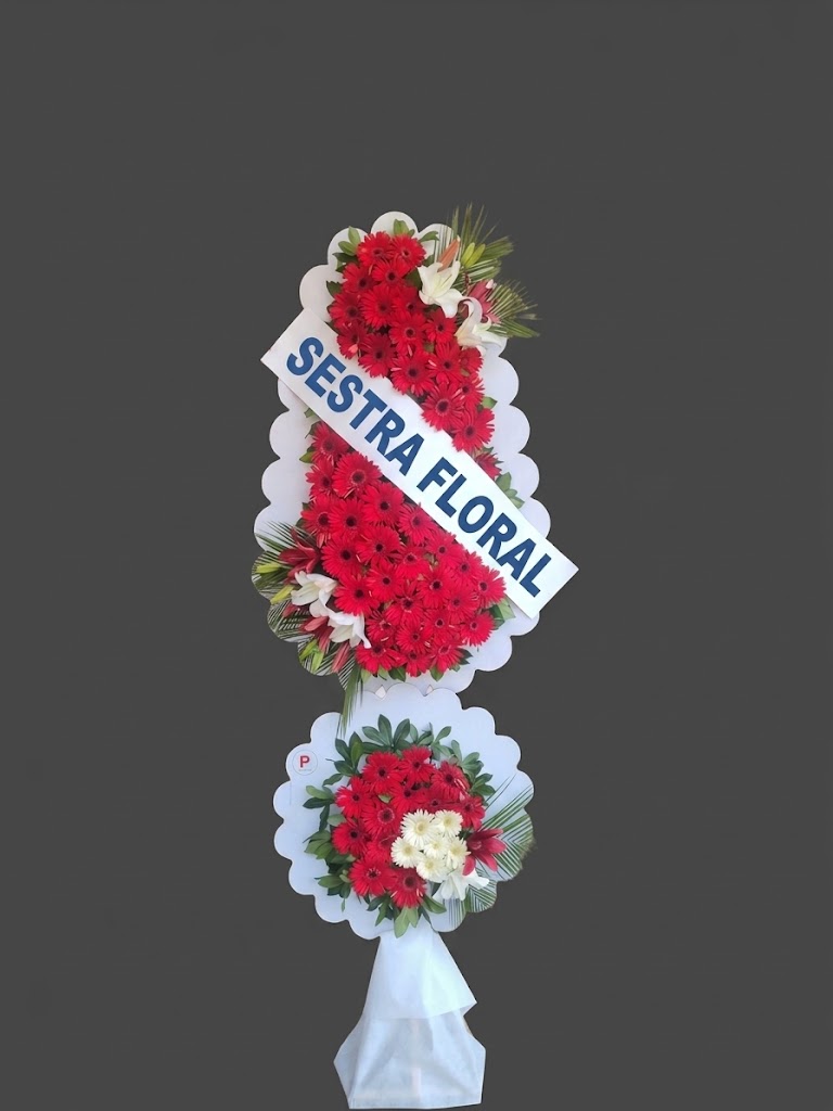 Premium Kırmızı Beyaz Gerbera ve Lilyumlu Büyük Çelenk
