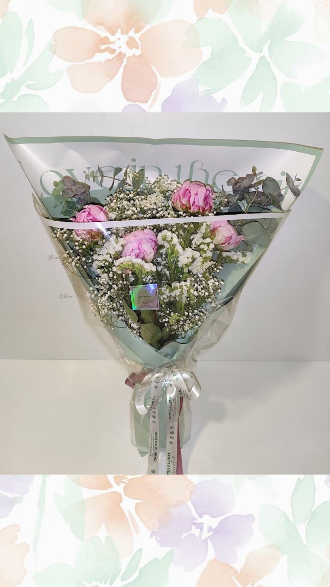 Şakayık Buket (4 Dal Şakayık, Statis, Gypsophila, Okaliptüs)