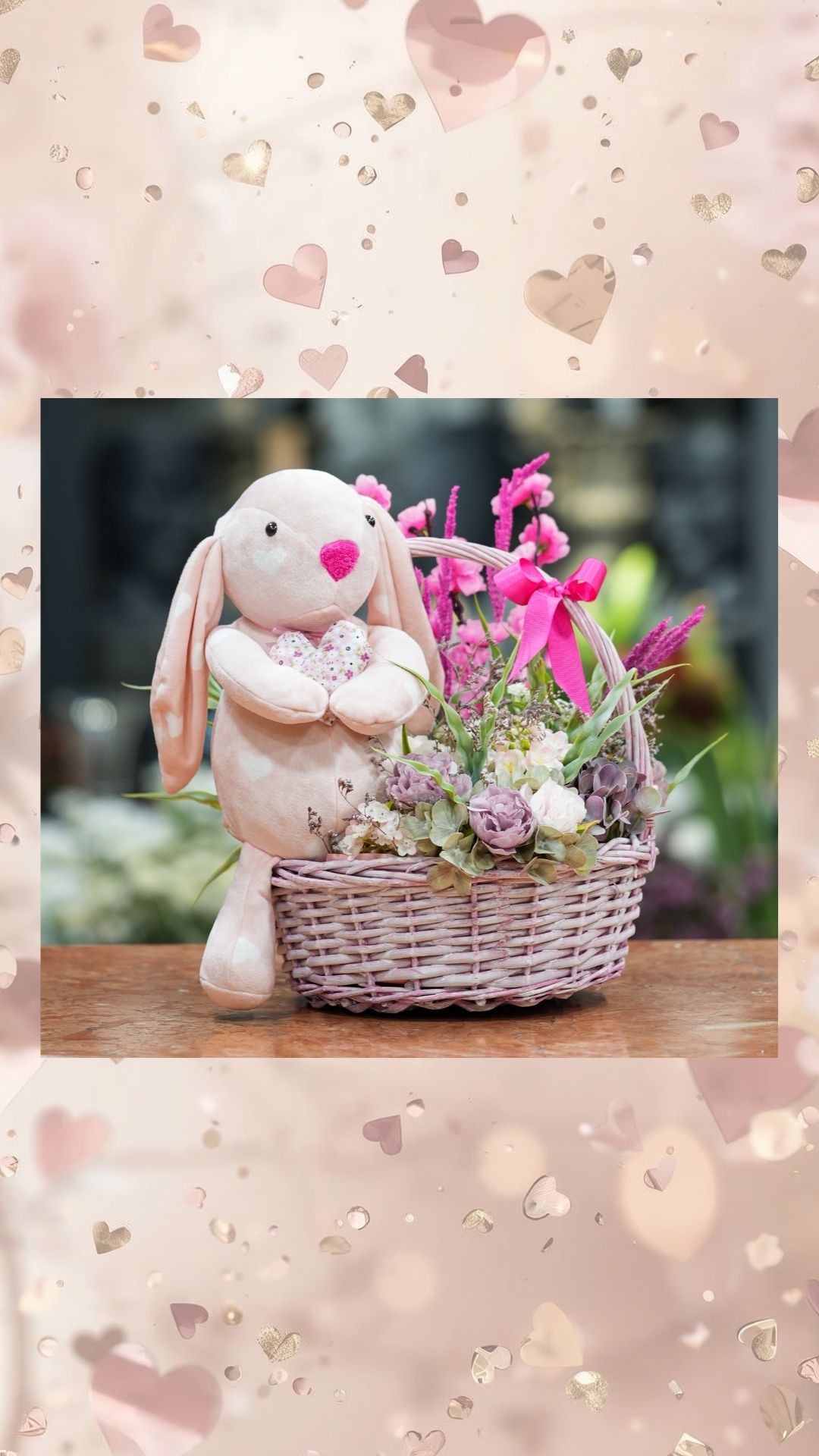 soft  tavşan uyku arkadaşlı sepette arajman